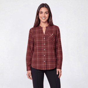 Womens Hasting & Smith Mandarin Collar Flannel - Apple Butter